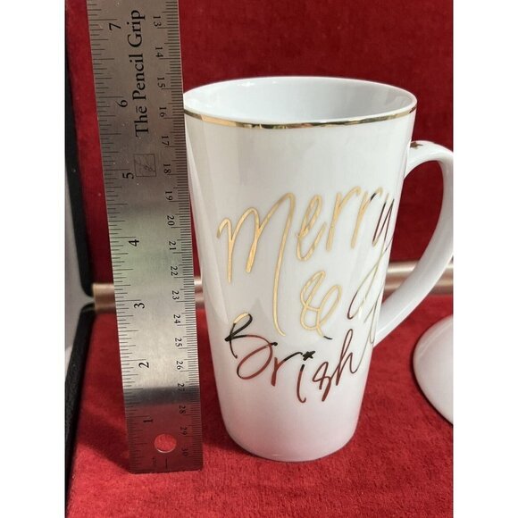 Prima Design Merry & Bright White Gold Coffee Mug and plate - Picture 8 of 10